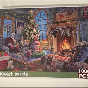 Lavievert 1000 Piece Christmas Puzzle w/Santa by Fireplace 29.53x19.69 in